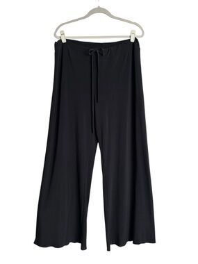 NORMA KAMALI Wide Leg Pants Black XL Pull On Minimalist Quiet Luxury Lounge